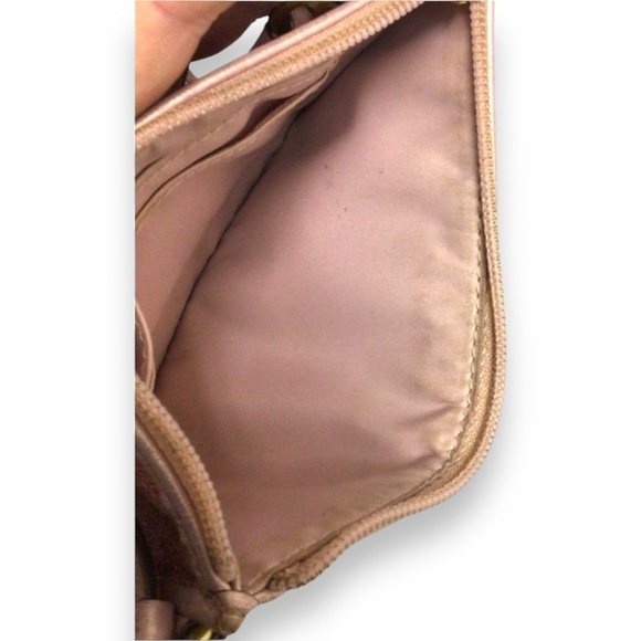 Coach Small Pink Glitter Wristlet Clutch Bag Authentic Rose Gold Sparkle Y2K - Picture 8 of 9